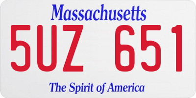 MA license plate 5UZ651
