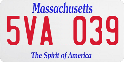 MA license plate 5VA039
