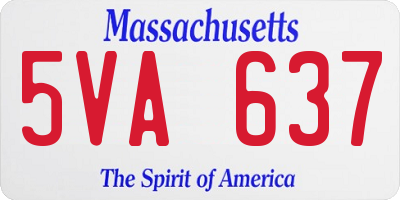 MA license plate 5VA637