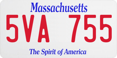 MA license plate 5VA755