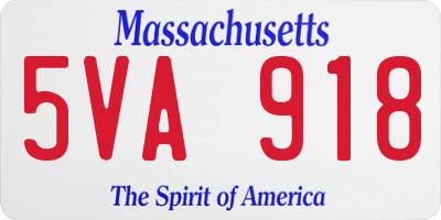 MA license plate 5VA918