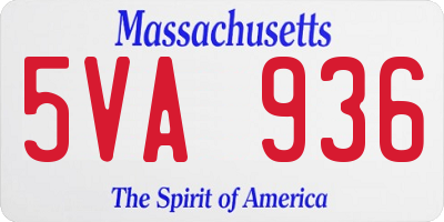 MA license plate 5VA936