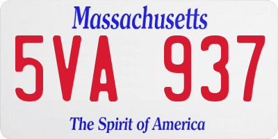 MA license plate 5VA937