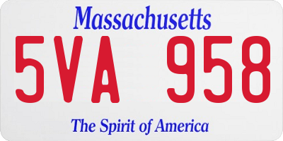 MA license plate 5VA958