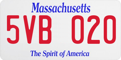 MA license plate 5VB020