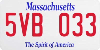 MA license plate 5VB033