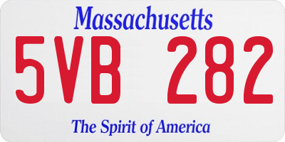 MA license plate 5VB282