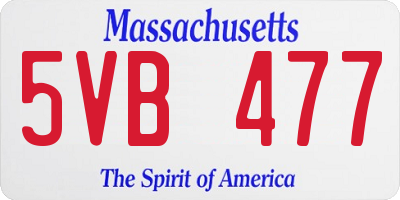 MA license plate 5VB477