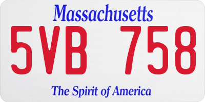 MA license plate 5VB758