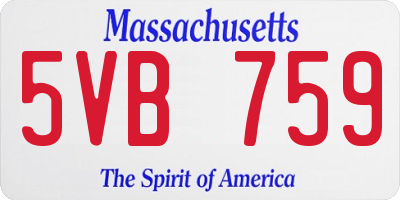 MA license plate 5VB759