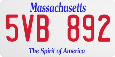 MA license plate 5VB892