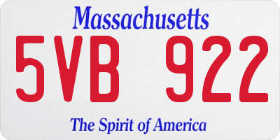 MA license plate 5VB922