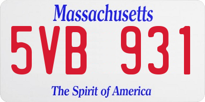 MA license plate 5VB931