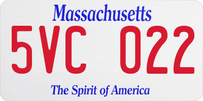 MA license plate 5VC022