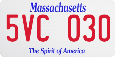 MA license plate 5VC030