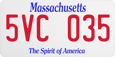 MA license plate 5VC035