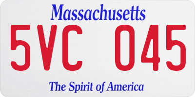 MA license plate 5VC045