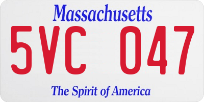MA license plate 5VC047