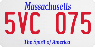 MA license plate 5VC075