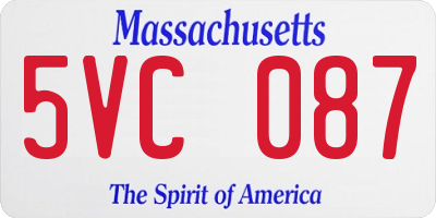 MA license plate 5VC087