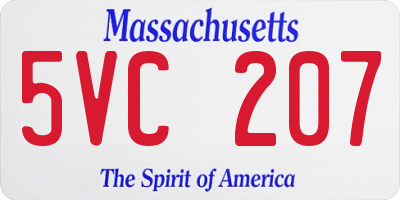 MA license plate 5VC207