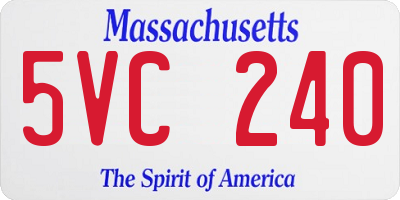 MA license plate 5VC240