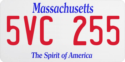 MA license plate 5VC255