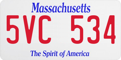 MA license plate 5VC534