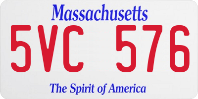 MA license plate 5VC576