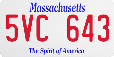 MA license plate 5VC643