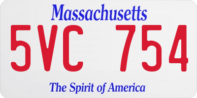 MA license plate 5VC754