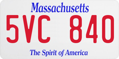 MA license plate 5VC840