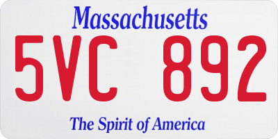 MA license plate 5VC892