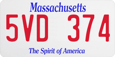MA license plate 5VD374