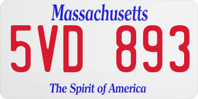 MA license plate 5VD893