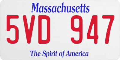 MA license plate 5VD947