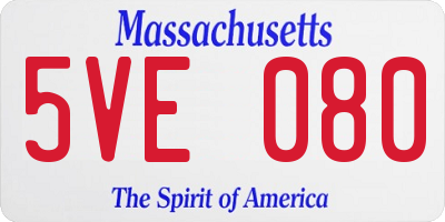 MA license plate 5VE080