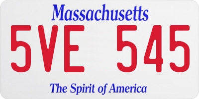 MA license plate 5VE545