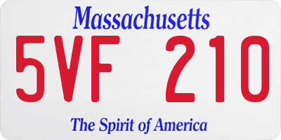 MA license plate 5VF210