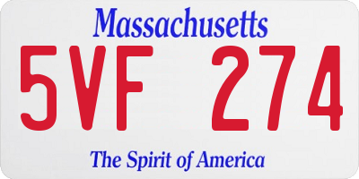 MA license plate 5VF274