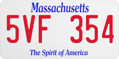 MA license plate 5VF354