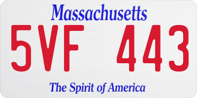MA license plate 5VF443