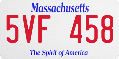 MA license plate 5VF458