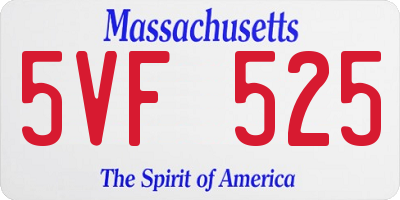 MA license plate 5VF525