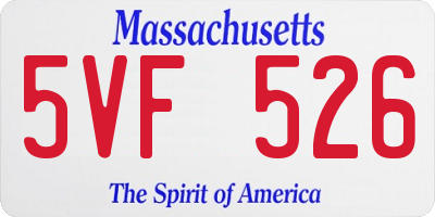 MA license plate 5VF526