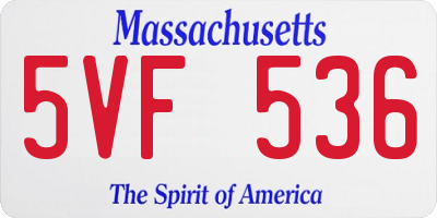 MA license plate 5VF536
