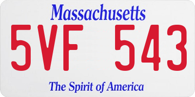 MA license plate 5VF543