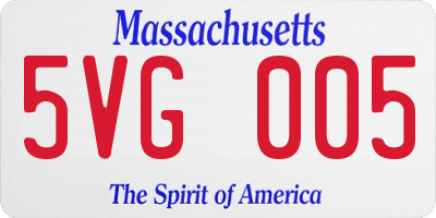 MA license plate 5VG005