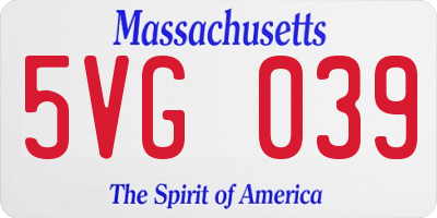 MA license plate 5VG039