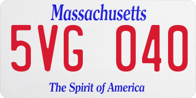 MA license plate 5VG040